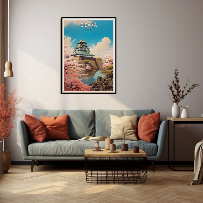 Póster japonés / ilustración “OSAKA” Castillo de Osaka, by ダヴィッド