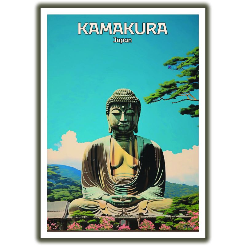 Póster japonés / ilustración "KAMAKURA" El Gran Buda (daibutsu) de Kamakura, by ダヴィッド