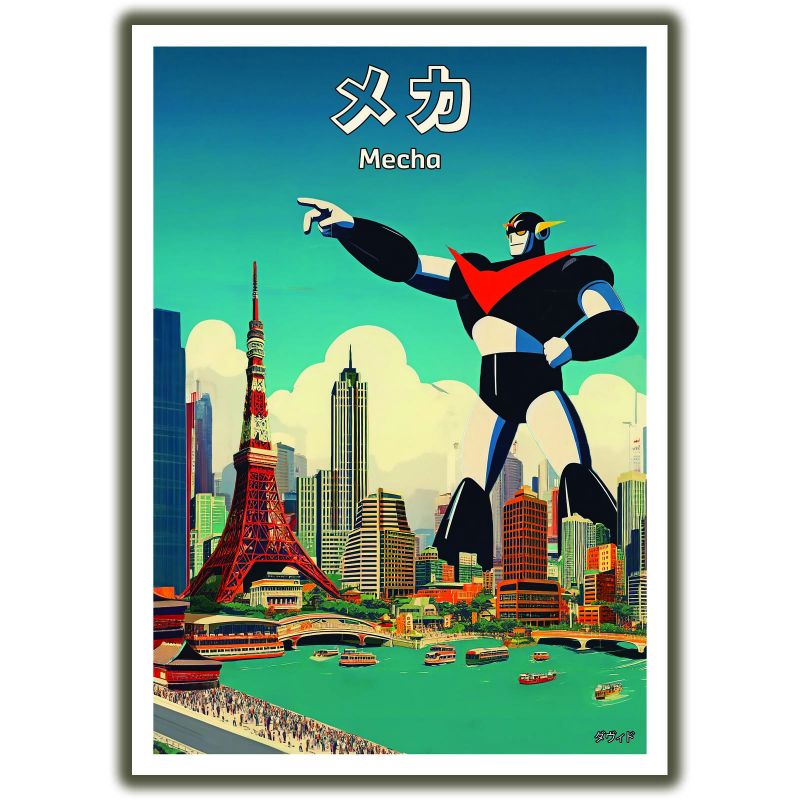 Poster / illustrazione Robot gigante “MECHA” a Tokyo, by ダヴィッド