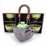 Set théière et 4 tasses noir et vert en céramique - MIDORI