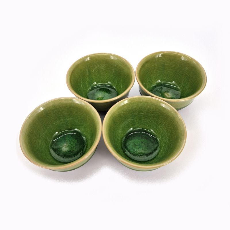 Black and green ceramic teapot and 4 cups set - MIDORI