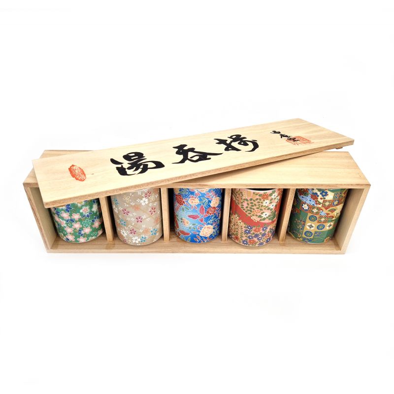 Set de 5 tasses à thé japonaise en céramique- KYO YUZEN YUGO