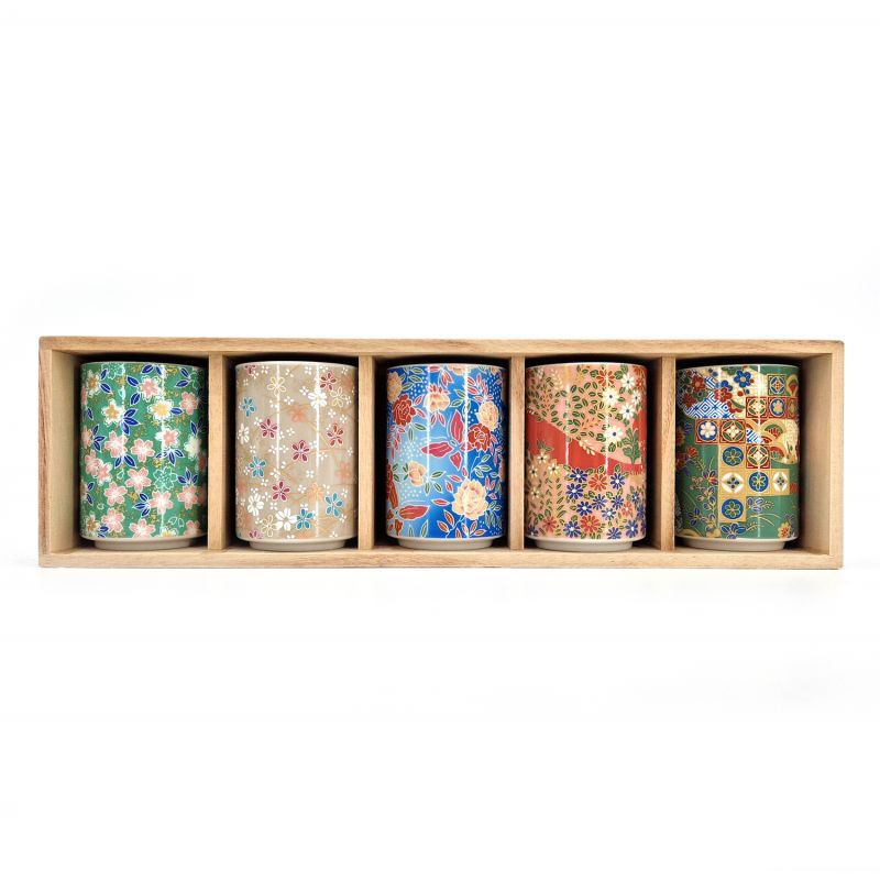 Set di 5 tazze da tè in ceramica giapponese - KYO YUZEN YUGO