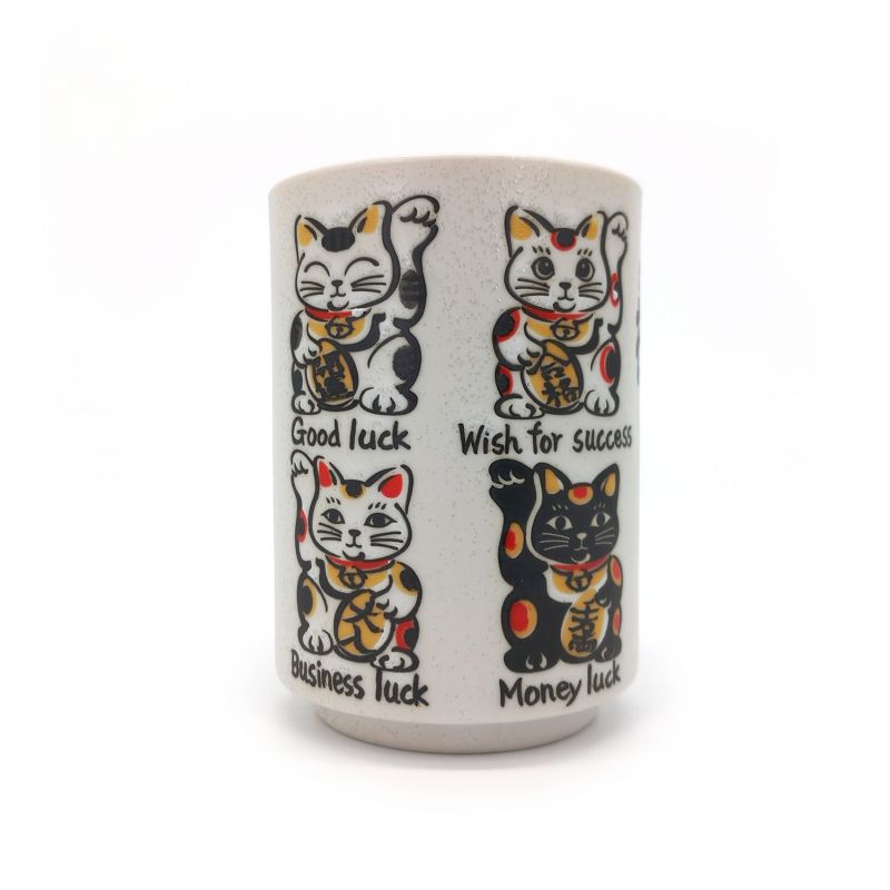 traditionelle japanische Teetasse mit Glückskatzenmotiven, KOUN NA NEKO