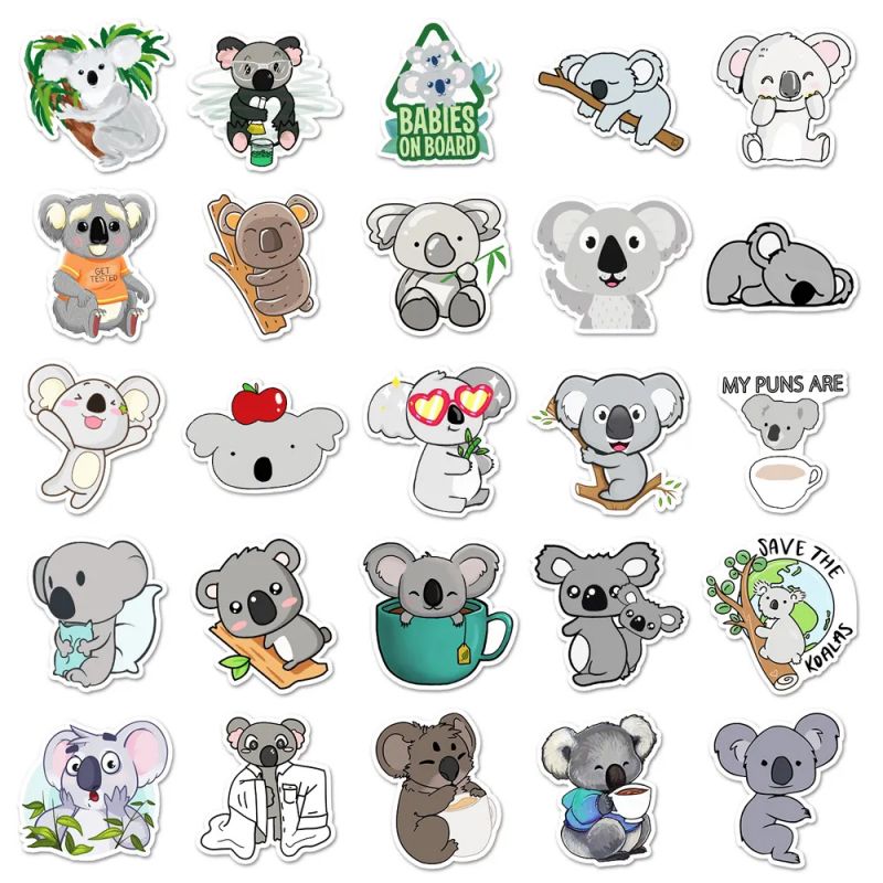 Lot von 50 japanischen Aufklebern, Kawaii Koala-KOARA-Aufkleber