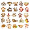 Lot de 50 autocollants japonais,Stickers Kawaii Singe- SARU