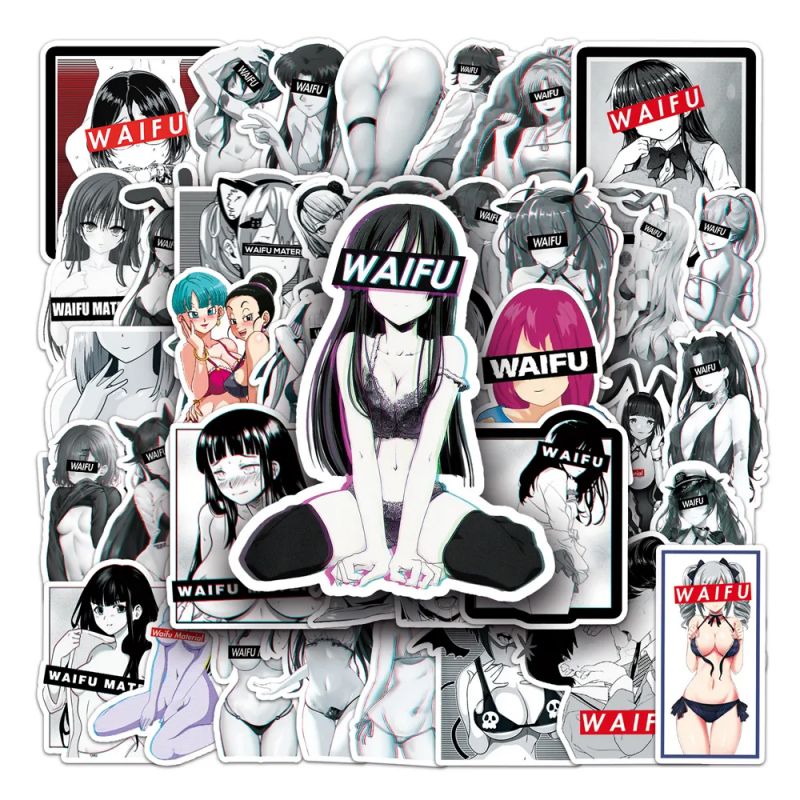 Lote de 50 stickers japoneses, stickers Kawaii-WAIFU