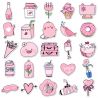 Lot de 50 autocollants japonais,Stickers Kawaii rose-PINKU