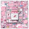 Lot de 50 autocollants japonais,Stickers Kawaii rose-PINKU