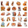 Lot de 50 autocollants japonais,Stickers Kawaii Panda Roux-RESSAPANDA