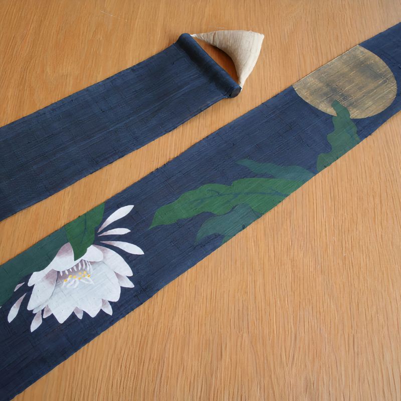 Fine Japanese tapestry in hemp, hand painted, GEKKA BIJIN, Beauty of the moon