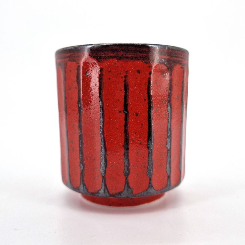 Tasse rouge japonaise Soba choko en céramique NEGORO SHINOGI
