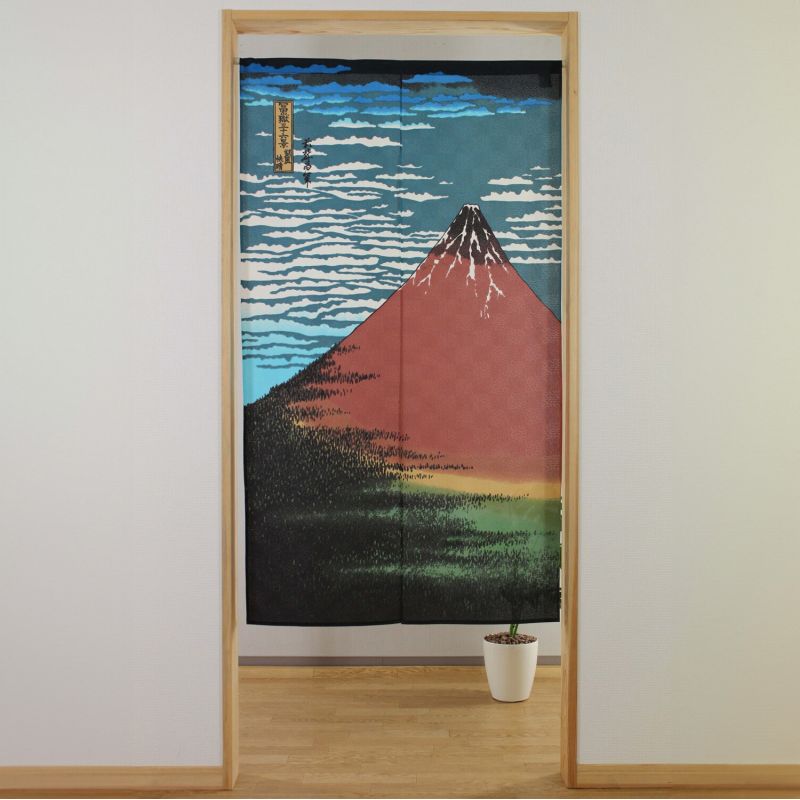 Japanischer Noren-Vorhang Berg Fuji - AKAFUJI - Hokusai -