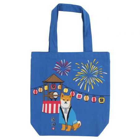 Sac tote bag 100% coton Chien Shiba festif - SHIBAINU PATI