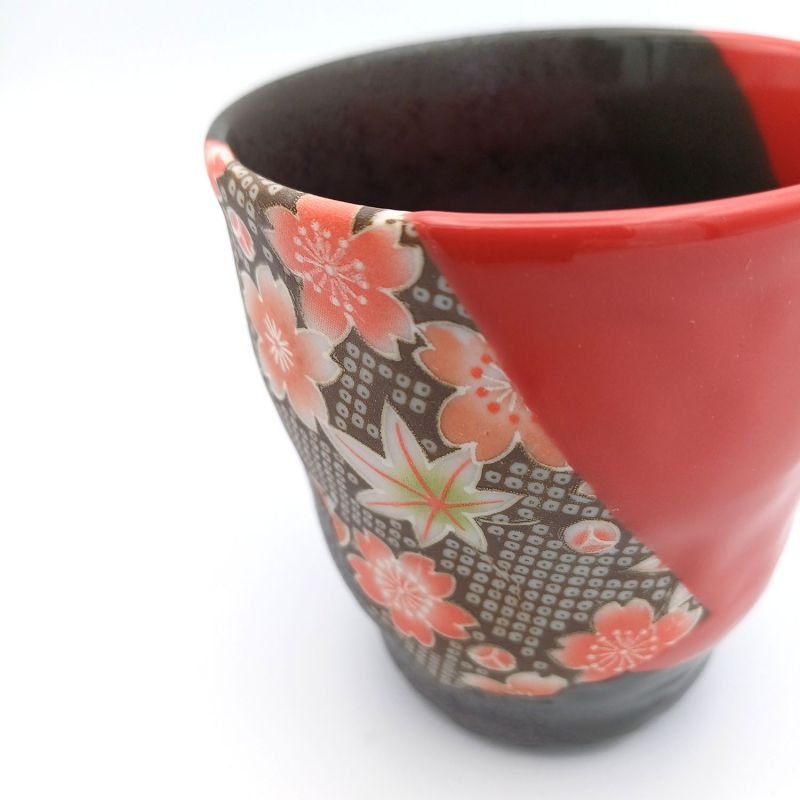 tasse japonaise rouge noire sakura YUZEN