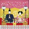 Japanese rayon furoshiki, HINAMATSURI, pink, 68 x 68 cm