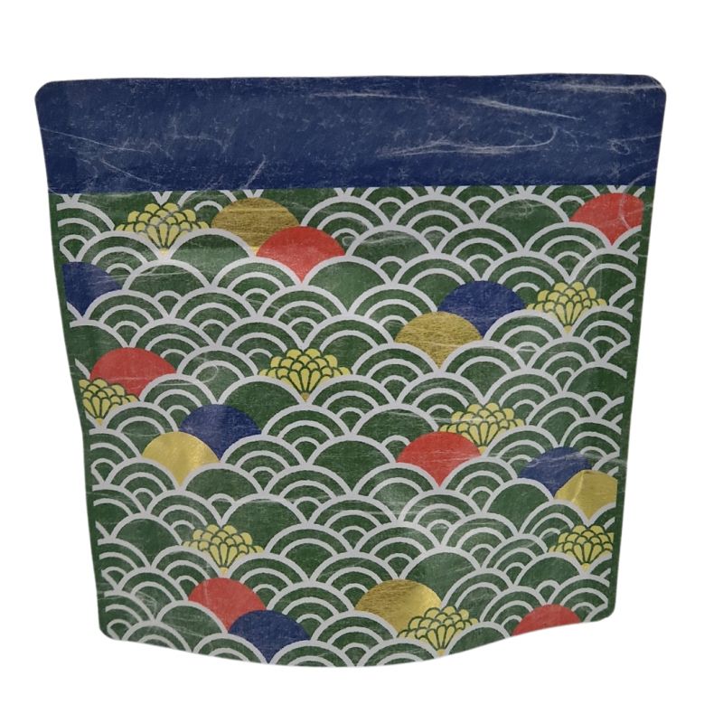 Soldering tea storage bag, blue wave pattern - AOI NAMI