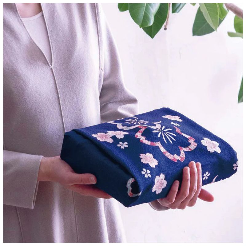 Furoshiki japonais sakura bleu marine ,SAKURA NO HANA