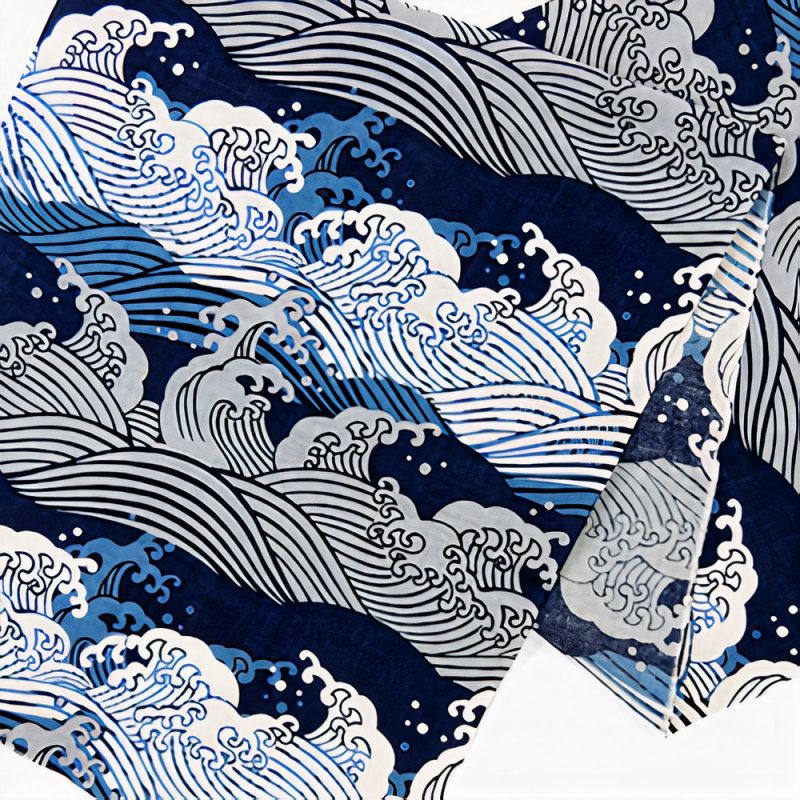 Serviette de toilette en coton, TENUGUI,Hokusai Wave