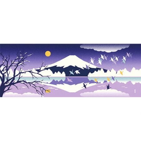 Cotton towel, TENUGUI, Mount Fuji in winter under the snow, FUYU