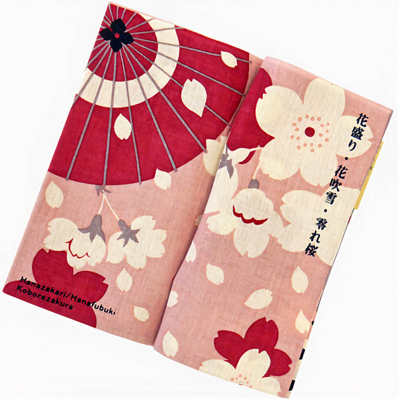 Serviette de toilette en coton, TENUGUI, Fleurs de Sakura, SAKURA NO HANA 