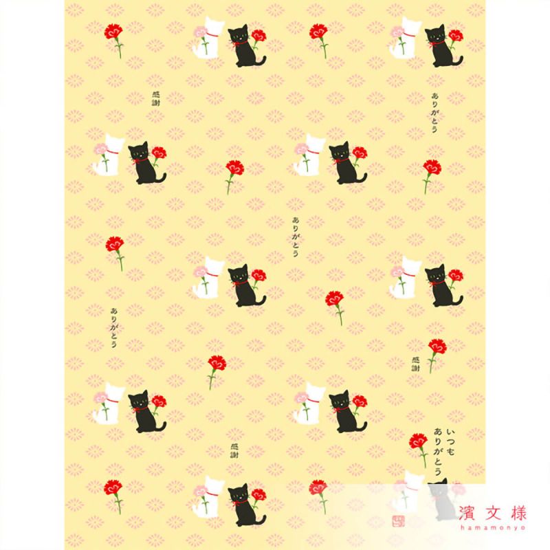 Mouchoir japonais en coton, motif Chat noir et blanc, NEKO