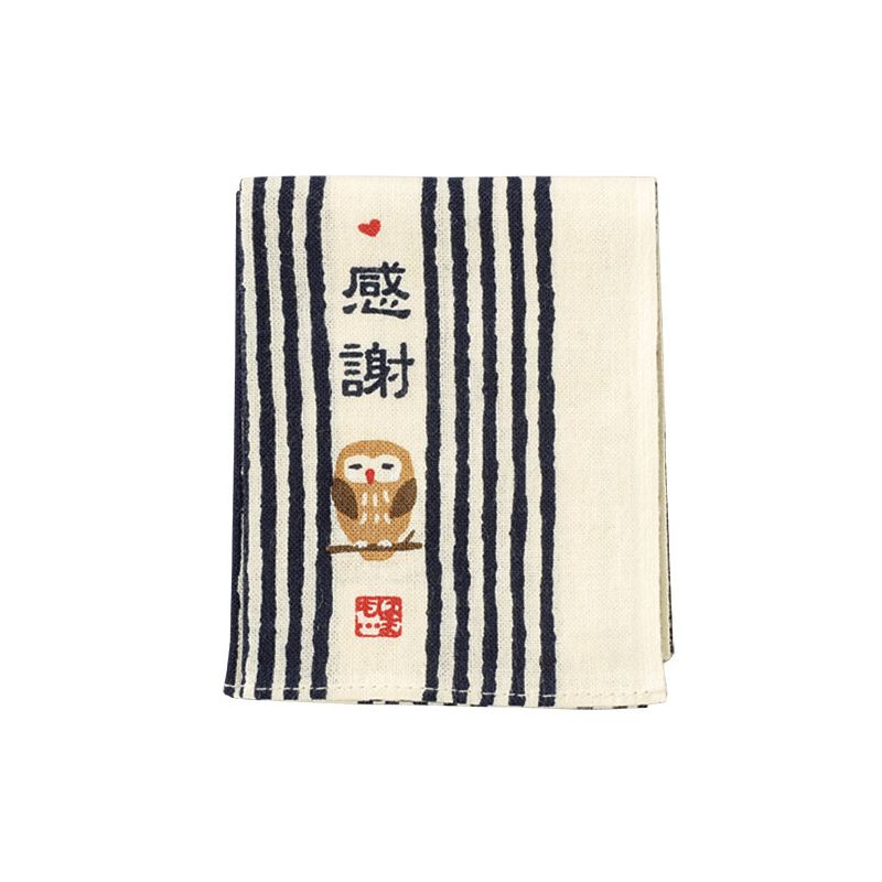 Mouchoir japonais en coton, motif Chouette, FUKURO 1