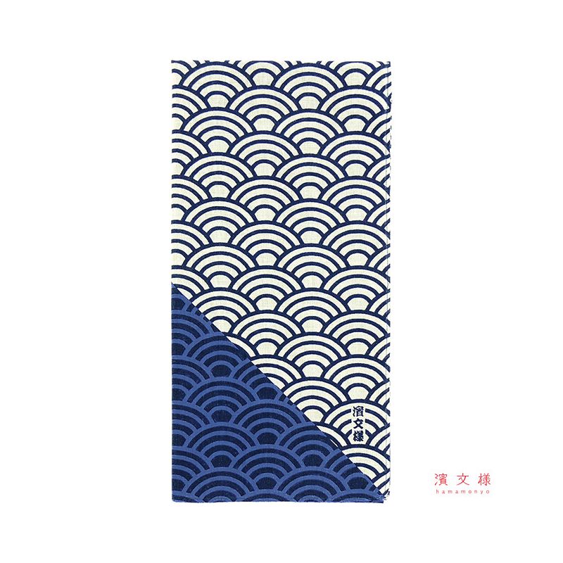 Japanese cotton handkerchief with wave pattern, SEIGAIHA