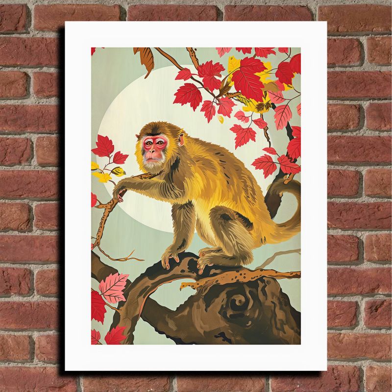ilustración japonesa "Macaca fuscata" Le macaque japonais, de ダヴィッド