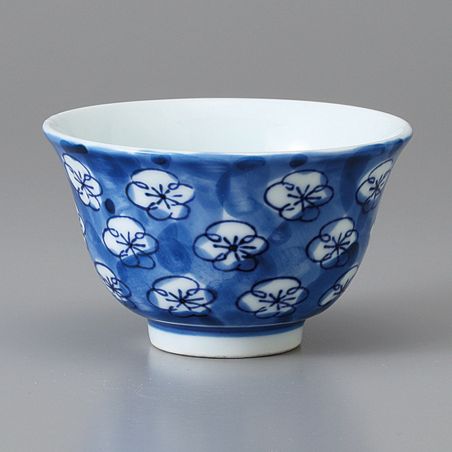 japanische blaue Teetasse aus Keramik, UME blaue blumen