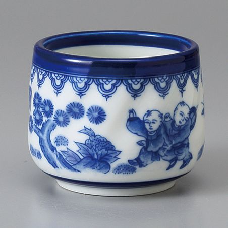 taza de té japonés, KARAKO, azul y blanco