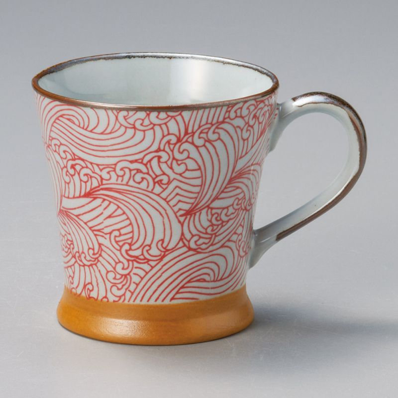 Japanischer Keramikbecher mit Henkel, Aranami Red