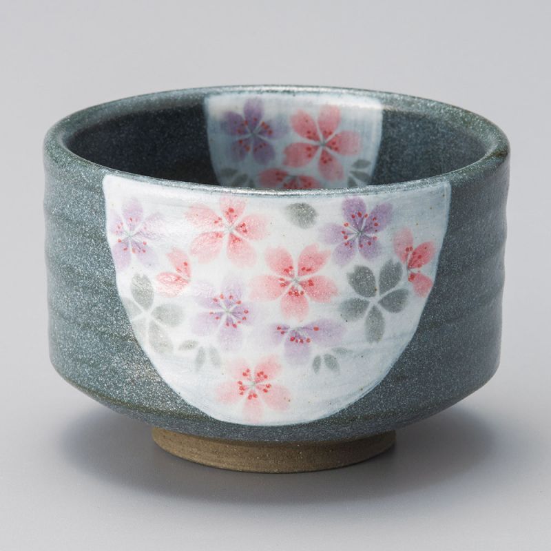 Ciotola da tè giapponese per cerimonia – chawan, MONKURO, fiori di prugna