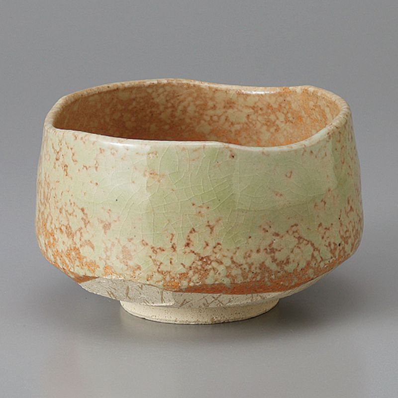 Japanese tea bowl for ceremony - chawan, HAIUWAGUSURI, orange