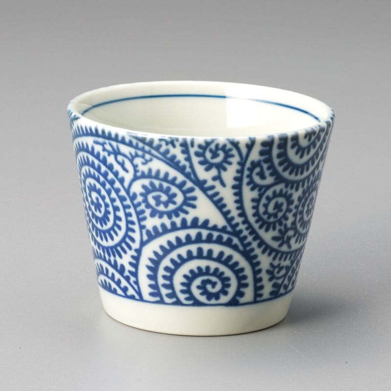 Taza Soba choko japonesa de ceramica, TAKO KARAKUSA, patrones azules