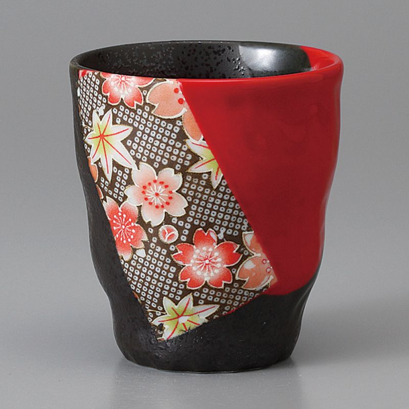 tasse japonaise rouge noire sakura YUZEN