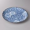 japanese round plate, KARAKUSA, blue