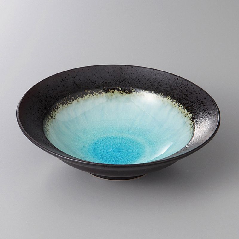 small japanese rice bowl in ceramic, LAGOON blue
