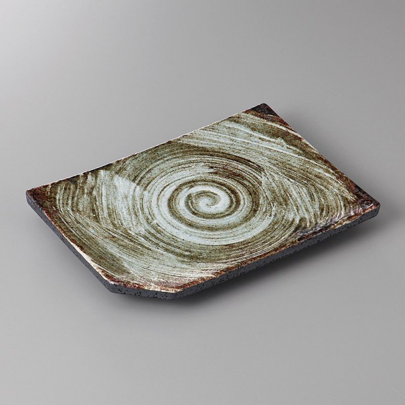 japanische rechteckige Platte, UZUMAKI, grau