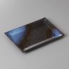 Japanese rectangle plate in ceramic, AOGUMO, black and blue