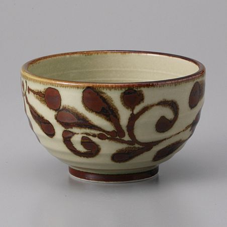 Bol donburi japonais en céramique beige et marron - SHIZEN - 12.5cm