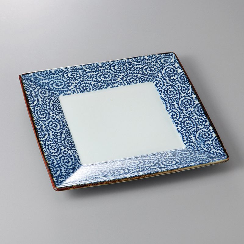 japanische quadratische Platte, AI KARAKUSA, blau