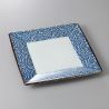 assiette carrée japonaise, AI KARAKUSA, bleue