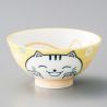 Japanische gelbe Keramik-Reisschale, Kiiro MANEKINEKO