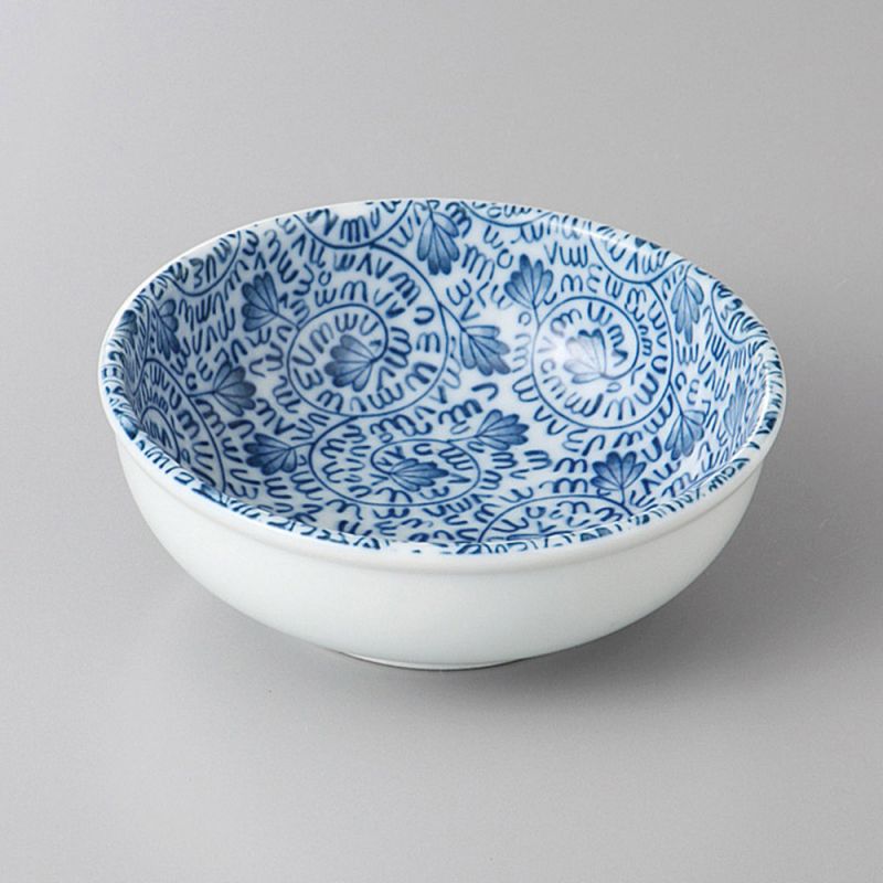 Juego de 2 cuencos de salsa de cerámica japonesa KARAKUSA, patrones azules