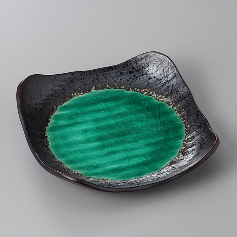 Japanische kleine quadratische Platte, SHINKAI, grün