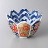 Set of 4 small white, blue and red ceramic cups - SAMAZAMANA PATAN