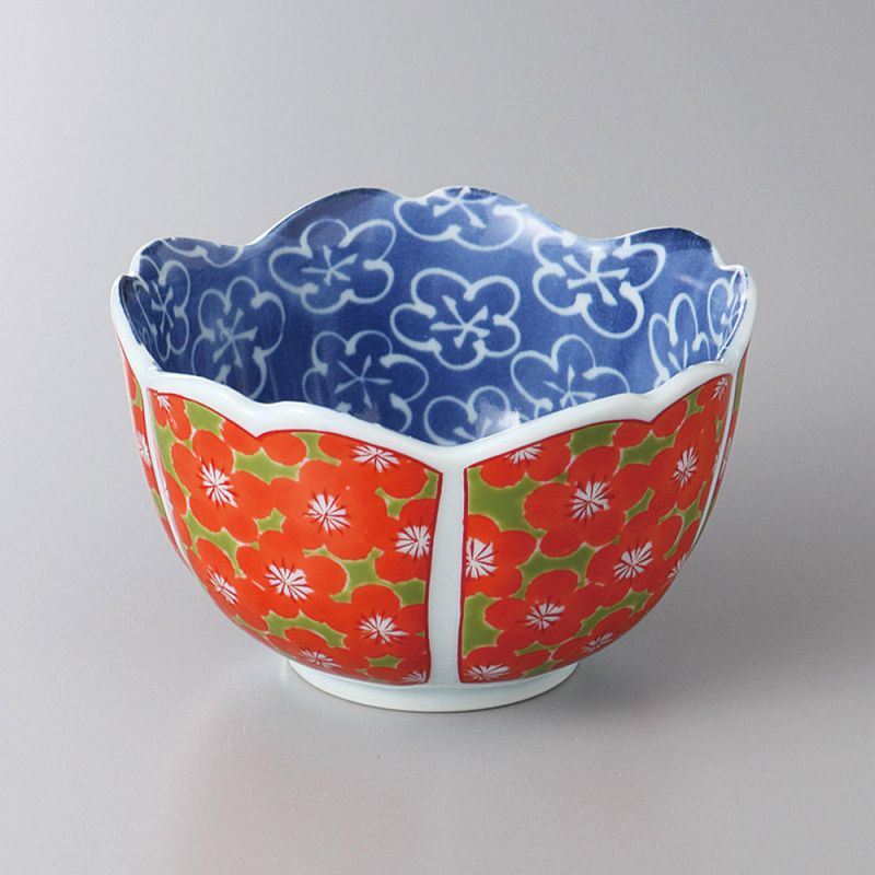 Set di 4 tazzine piccole in ceramica bianca, blu e rossa - SAMAZAMANA PATAN