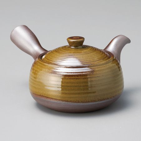 Théière kyusu japonaise en céramique marron et verte - RAITOGURIN