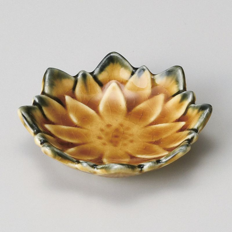 Kleiner japanischer Keramikbehälter, brauner Lotus, SOSU